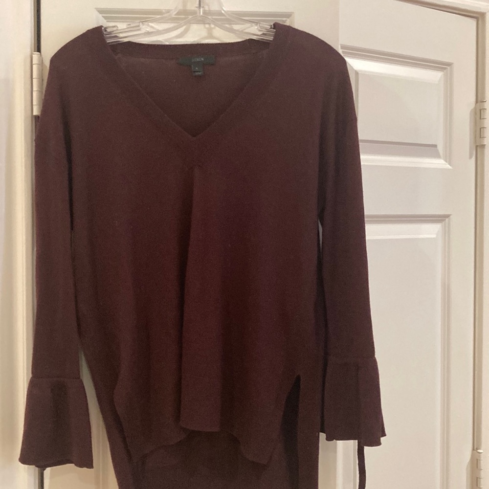 J Crew wool V neck sweater, maroon size S